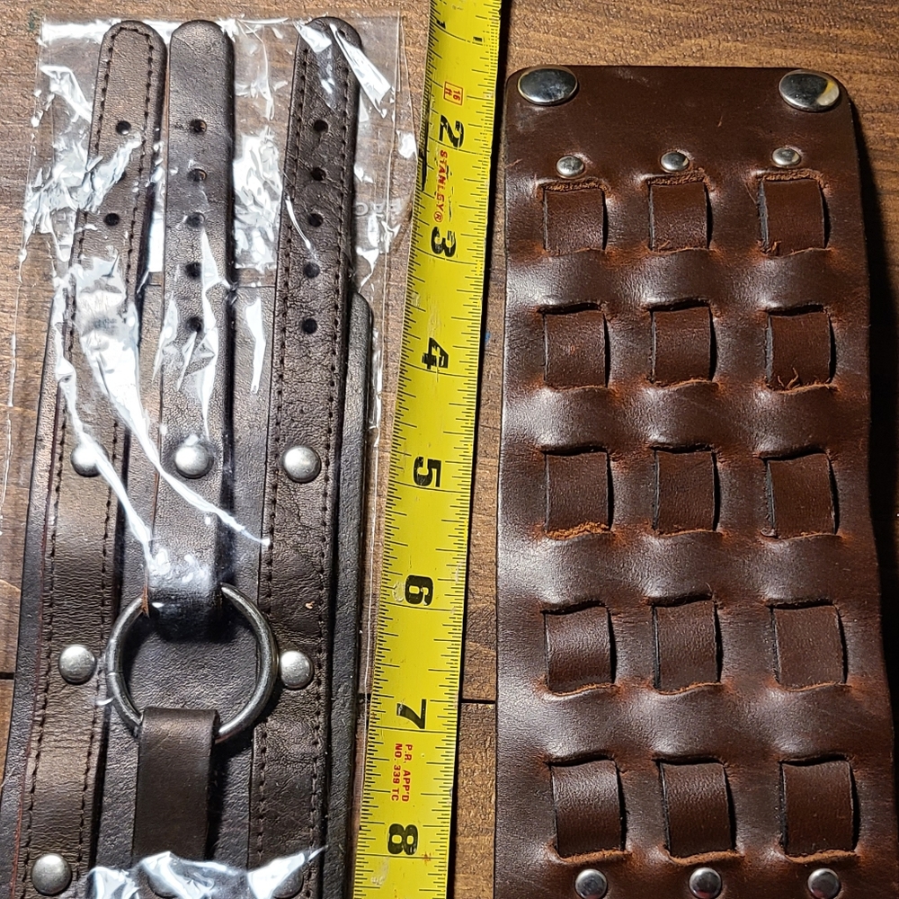 Leather wide cuff band bracelet